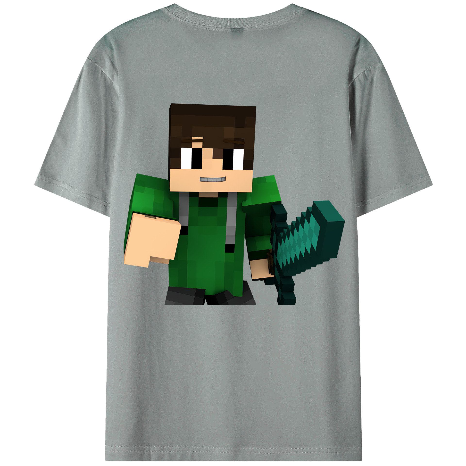 （画像用） マインクラフト ブロックの世界 Minecraft MC Block world 綿100％ メンズ半袖Tシャツ（バックプリント） 通気性